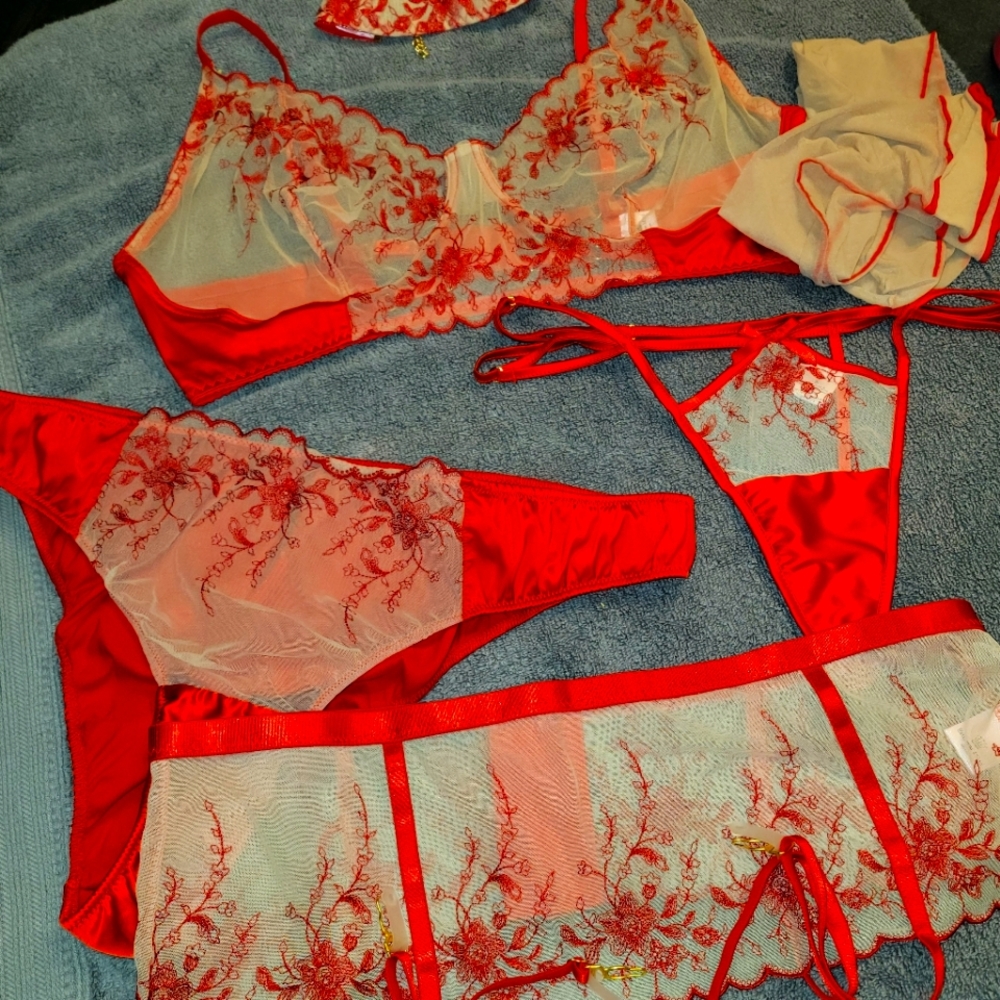 Empress complete red lingerie set